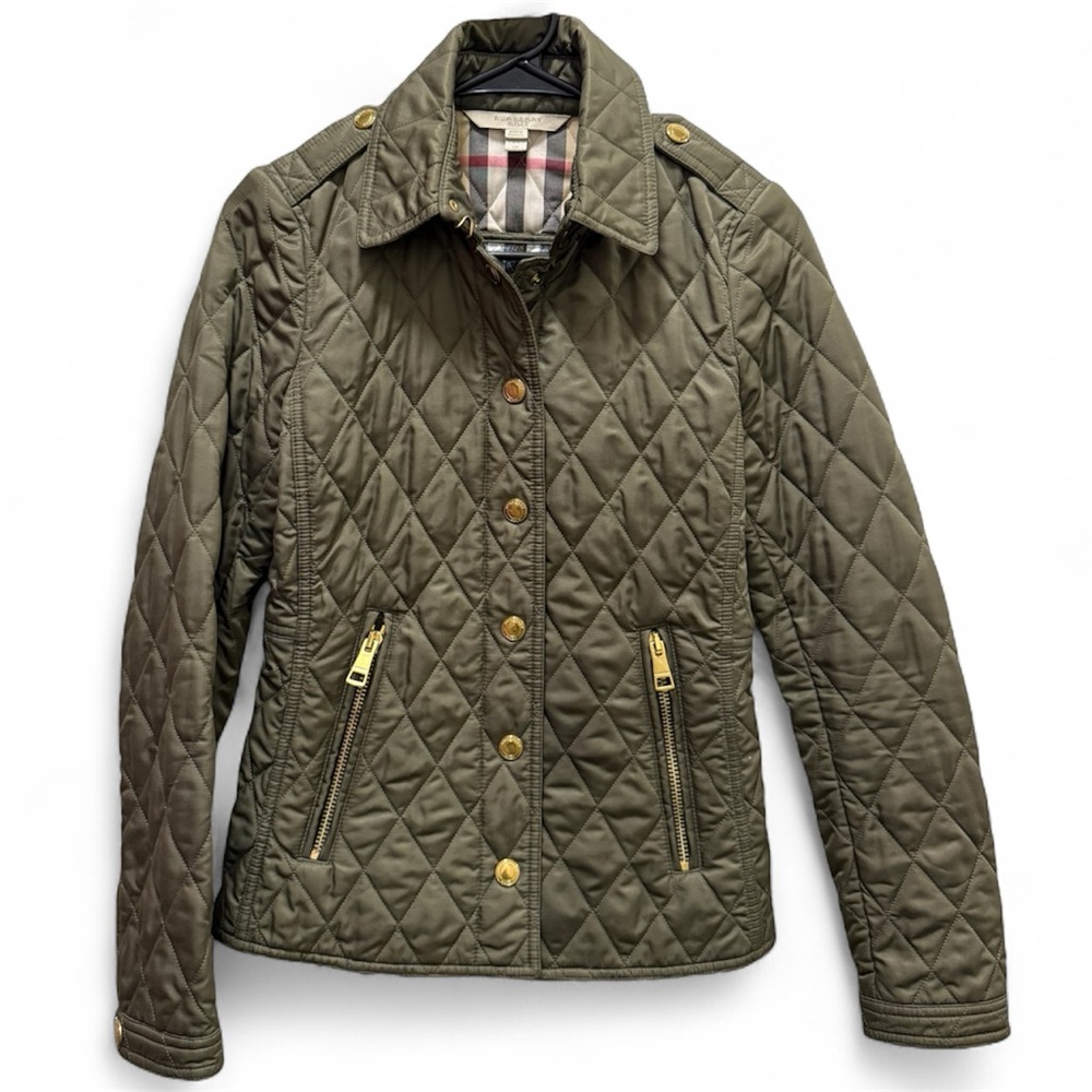 Burberry Brit Olive Quilted Jacket in Like New Condition